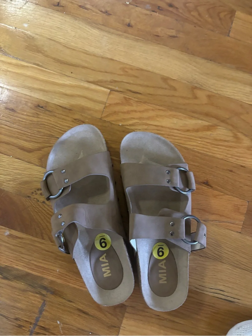 MIA Taupe Platform Double Buckle Sandals Size